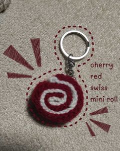 cherry red Swirl Cake Keychain