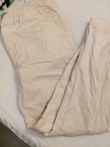 Beige Wide-Leg Lounge Pants