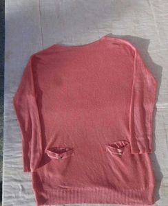 Coral Sweater with Pockets
