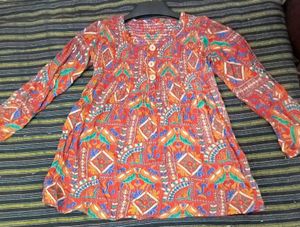 Reddish Maroon XL kurti with Ethnic Motif Prints✨