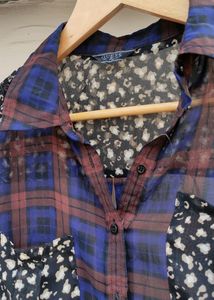 Plaid Print Three Quarter Shirt