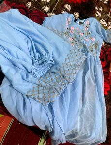 🆕 Designer Watery Blue Partywear 3 Piece Set 🌼😍