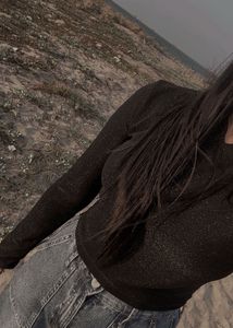 Sparkly Black Mock Neck Top