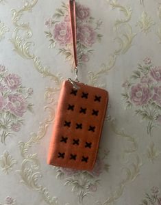 Orange Wristlet Wallet with Black Butterflies