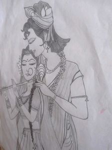 Krishna Painting+ Sketch(Radha Krishn