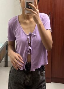 Cute Purple Tie-Front Top Brand(Primark)