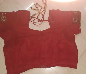 Red &amp; Gold Embellished Saree