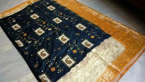 Elegant Embroidered Saree with free biege necklace