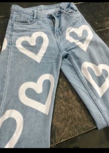 Heart Print Jeans