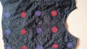 Black Embroidery Net Top