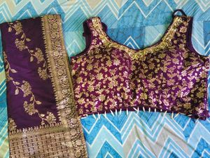 Purple &amp; Gold Lehenga Set