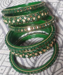 Green Beaded Bangle Set