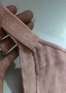 Peach Ribbed Thong