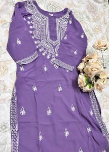 Purple Chickenkari Kurti New