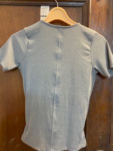 Cotton Ribbed Deep Neck Top