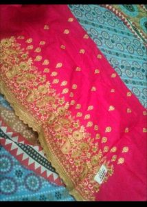 Beautiful Pink Embroidered Dress Material