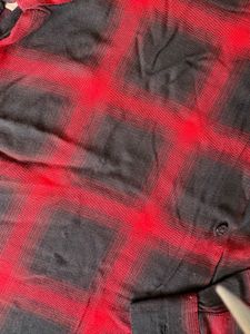 Red &amp; Black Plaid Shirt Dress