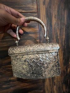 Silver Antique Bag With Velvet Lining