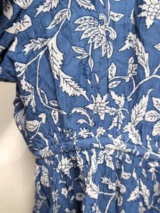 Blue Floral Print Top