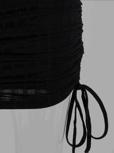 Black Ruched Bodycon Ribbed Mini Dress