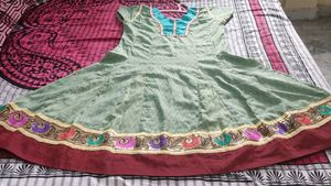 Full Gera Anarkali Kurta Set With Embroidery Stone