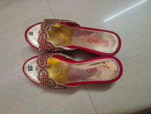 Embellished Red & Gold Sandals - Size 11