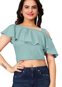 Ruffle One-Shoulder Crop Top
