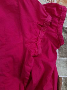 Pink Cotton Crop Shirt