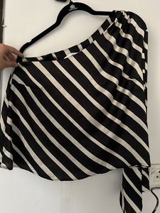 H&amp;M Stripped One Shoulder Top