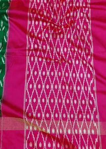 Green &amp; Pink Ikat Saree