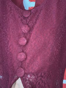 Elegant Maroon Lace Dress