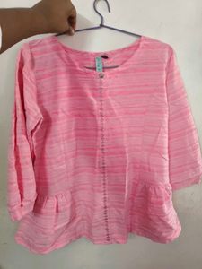 Pink Peplum Top ( Size M )