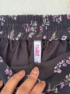 Floral Ruffle Hem Midi Skirt