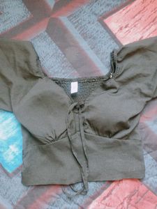 Olive Tie-Front Blouse