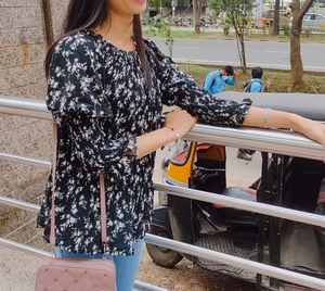 Floral Pleated Off-Shoulder Stylish Top