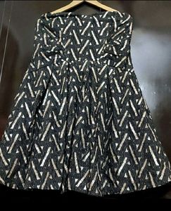 Black & Cream Off Shoulder Dress For 32 Bust