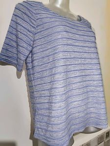 🎄Buy 2, Get 1 Free🎁L/XLStriped Blue T-Shirt