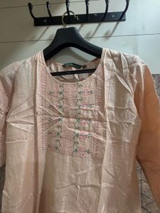 Peach Embroidered Kurti