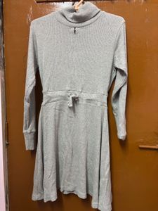Gray Turtleneck Knit Dress
