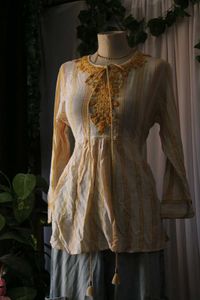 Striped Embroidered Beads Top