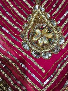 maroon heavy handwork  Beaded Saree