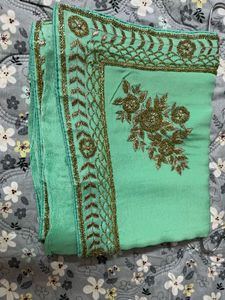 Elegant fluorescent green Saree with blouse