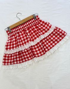 Imported Red Gingham Ruffle Skorts