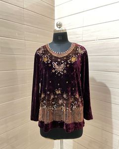 Imported Embroidered Velvet Top