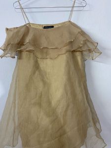 Golden Off Shoulder Mini Dress