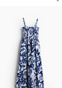 H&amp;M: White/ Blue, Floral Dress