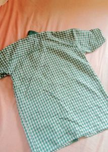 Green Gingham Button-Up Shirt