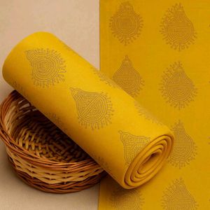 Elegant Yellow Cotton Kurti Fabric