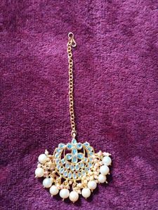 Elegant Indian Gold Plated Pearl Maangtikka