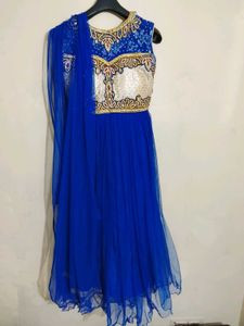 Blue Gown Suit Dupatta